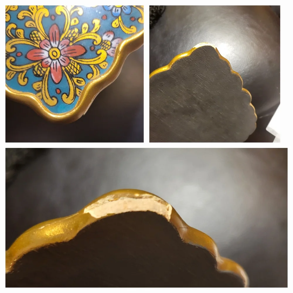 Peruvian Mid-Century Hand-Painted Wooden Wall Mirror